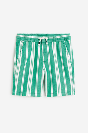 H&M green and white striped shorts