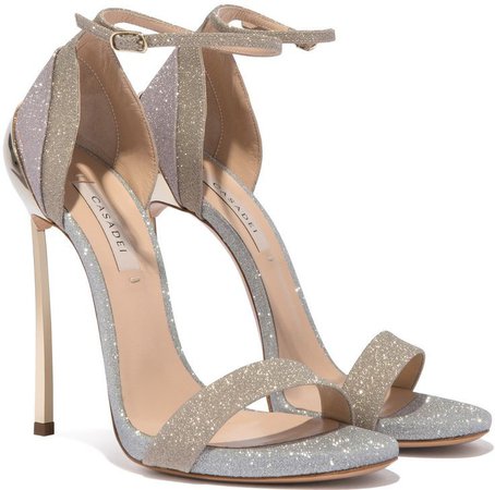 grey beige high heel shoes with glitter