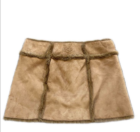 camel wild leather mini skirt