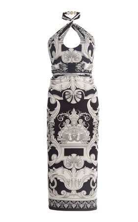 Printed Jersey Midi Halter Dress By Versace | Moda Operandi