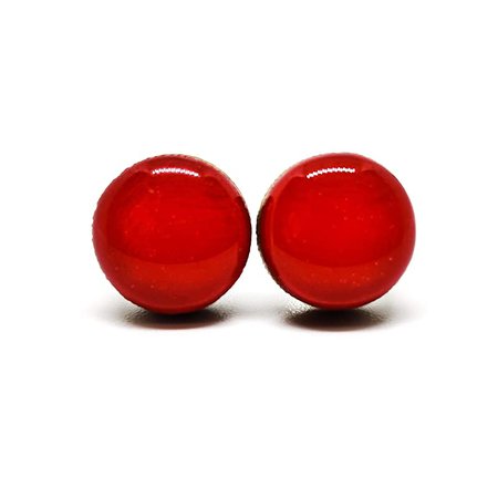 Amazon.com: Stud Earrings, Lipstick Red, 10 mm, Handmade, Stainless Steel Posts for Sensitive Ears: Handmade