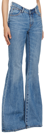 alexander wang - indigo scoop front flared jeans