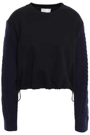 Cable knit-paneled French cotton-terry sweatshirt | 3.1 PHILLIP LIM | Sale up to 70% off | THE OUTNET