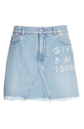 Givenchy Logo Destroyed Denim Miniskirt | Nordstrom