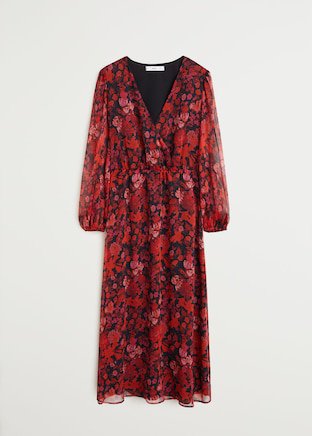 Midi floral dress - Women | Mango USA red