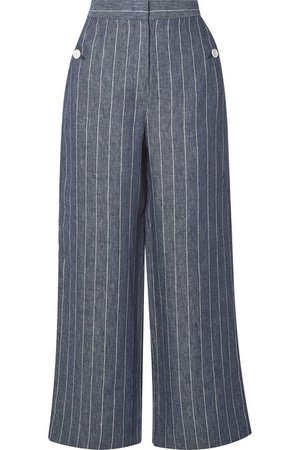 Max Mara | Formia cropped pinstriped linen wide-leg pants | NET-A-PORTER.COM