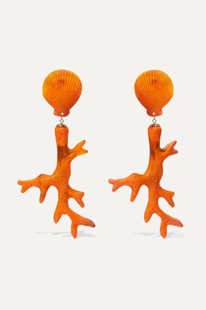 Orange Coral Branch resin earrings | Dinosaur Designs | NET-A-PORTER