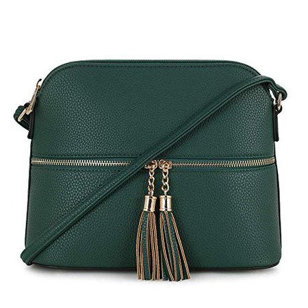 SG SUGU Lightweight Medium Dome Crossbody Bag with Tassel | Zipper Pocket | Adjustable Strap (Cognac): Handbags: Amazon.com