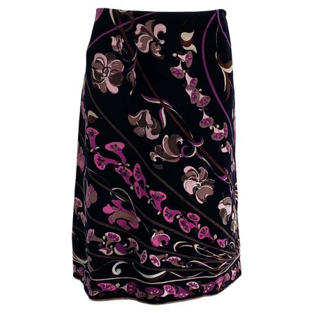 Emilio Pucci Velvet A Line Skirt 1970s For Sale at 1stDibs