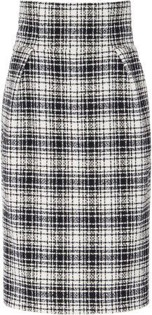 Alexandre Vauthier Plaid Cotton-Blend Pencil Skirt Size: 34