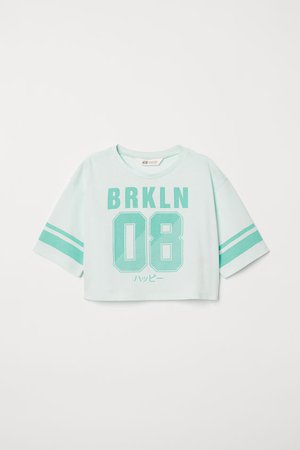 Printed short top - Mint green/BRKLN - Kids | H&M GB
