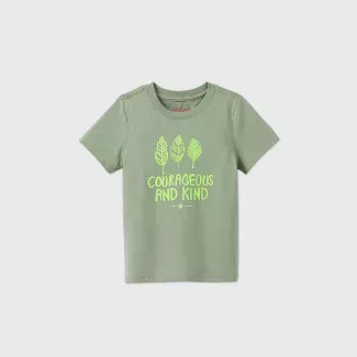 Toddler Kids' Short Sleeve 'Courageous And Kind' Graphic T-Shirt - Cat & Jack™ Green : Target