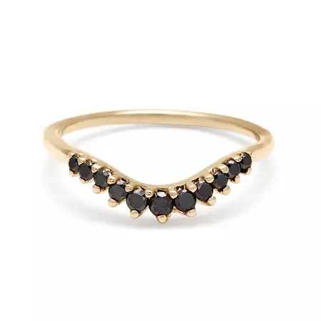 Tiara Curve Commitment Band ceremonial ring rose gold black diamond – Anna Sheffield Jewelry