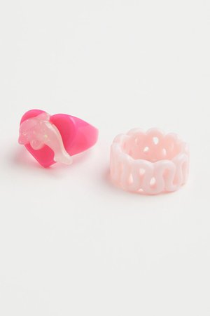 2-pack Rings - Pink/dolphin - Ladies | H&M US