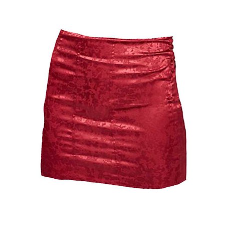 red printed mini skirt