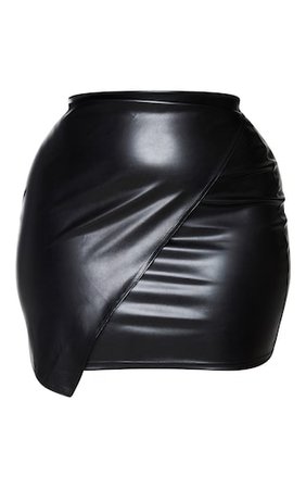 Plus Luisa Black Faux Leather Wrap Mini Skirt | PrettyLittleThing USA