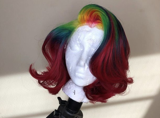 multicolored rainbow bob lace wig