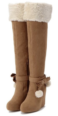 Fawn fuzzy bobble boots