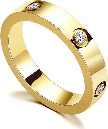 Amazon.com: PDWZNBA Love Friendship Ring 18K Gold Silver Rose Plated Cubic Zirconia Stainless Steel Promise Ring Wedding Band Jewelry Birthday Gifts for Women : Clothing, Shoes & Jewelry