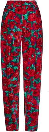 Totness Floral-Print Velvet Tapered Pants