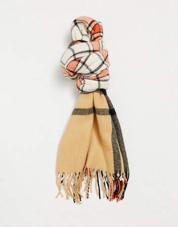 ASOS DESIGN mixed check scarf with tassels | ASOS