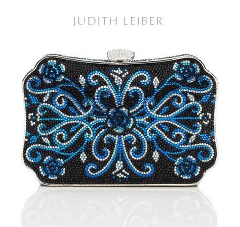 Black Clutch (With Blue Roses) Judith Leiber