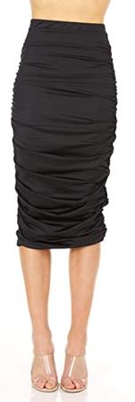 Inner Beauty Knee Length Ruched Pencil Skirt | Women's Midi Skirt at Amazon Women’s Clothing store
