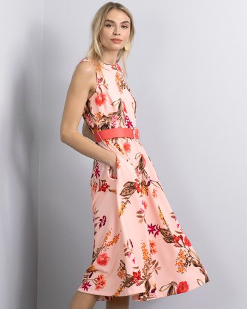 Floral-Print Belted Dress