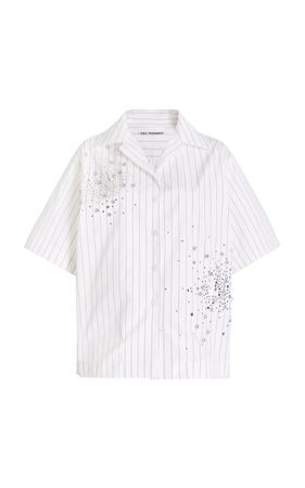 Exclusive Crystal-Embellished Cotton Poplin Shirt By Des Phemmes | Moda Operandi