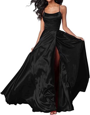 Women's Spaghetti Strap Prom Dresses Slit Satin Formal Evening Maxi Party Ball Graduation Gowns at Amazon Women’s Clothing store