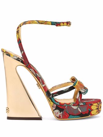 Dolce & Gabbana floral-jacquard tapered-heel Sandals - Farfetch