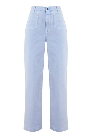 Голубые расклешенные брюки Miu Miu | Миу Миу купить в интернет-магазине Aizel.ru