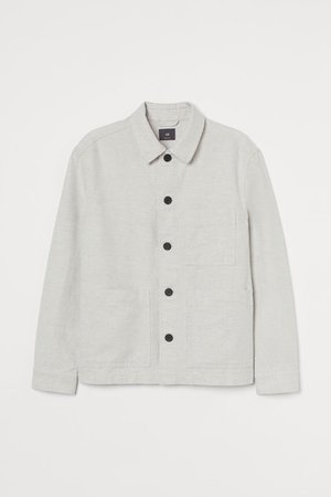 Linen-blend shirt jacket - Light beige - Men | H&M GB