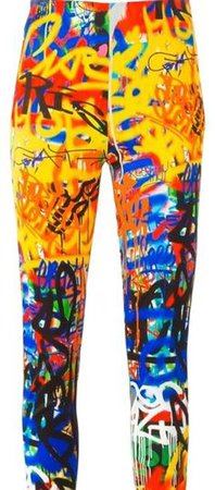 Moschino Multicolor Graffiti Couture X Jeremy Scott High Rise Pants