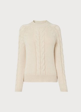 Susan Winter White Cable Knit Wool & Mohair Jumper | Clothing | L.K.Bennett