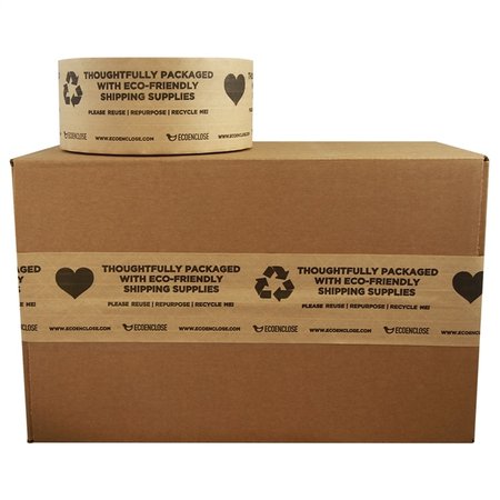 2.75"x 450 ft - Water-Activated Tape - Kraft Paper Reinforced - Printed "Thoughtfully Eco-Friendly"- Single Roll
