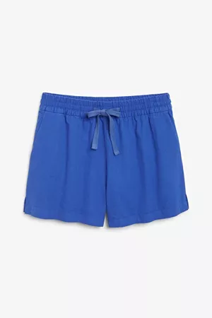 High waist cotton shorts - Electric blue - Trousers & shorts - Monki WW
