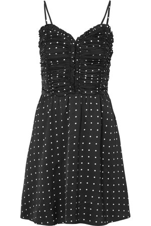 Maje | Ruched polka-dot satin mini dress | NET-A-PORTER.COM