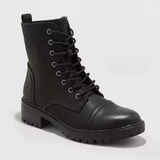 Women's Kamryn Faux Leather Combat Boot - Universal Thread™ Black 9.5 : Target