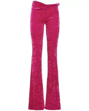 Versace Knotted Stretch Velour Flared Pants in Pink | Lyst