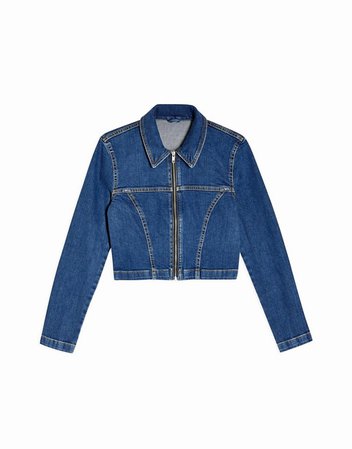 Topshop cropped denim jacket in mid wash blue | ASOS