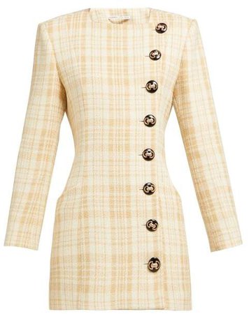 Alessandra Rich - Buttoned Wool Blend Tweed Mini Dress - Womens Multi