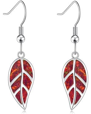 Amazon.com: CiNily Opal Leaf Dangle Earrings-Orange Fire Opal White Gold Plated Drop Earrings for Women Jewelry Gemstone Dangle Earrings 1 5/8": Clothing, Shoes & Jewelry