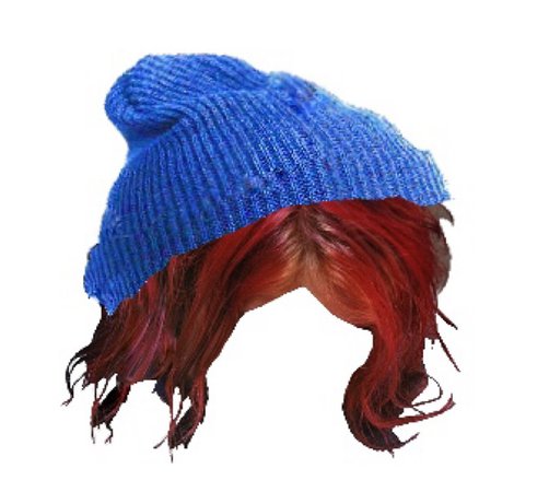 red blue hair blue beanie