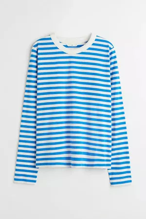 Cotton Jersey Top - Blue/striped - Ladies | H&M US