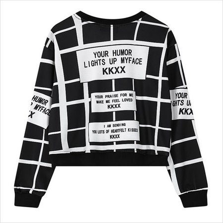Black Letter KKXX Plaid Crop Sweatshirt