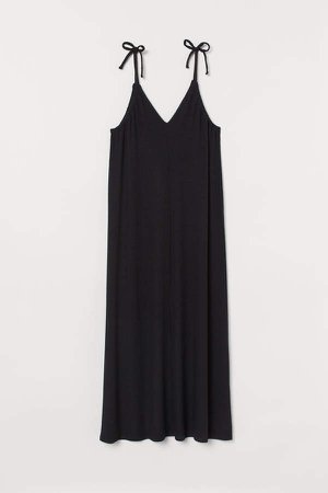 V-neck Long Dress - Black