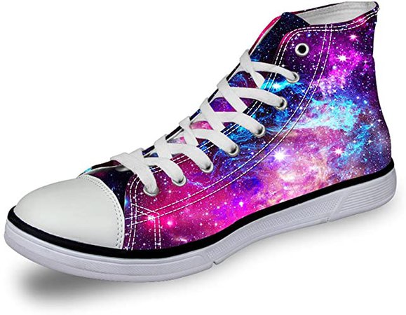 Amazon.com | HUGS IDEA Fashion Women Sneakers Casual Galaxy Printed High Top Lace-up Canvas Shoes US9 | Fashion Sneakers