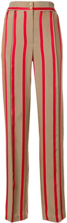 high-waisted striped trousers