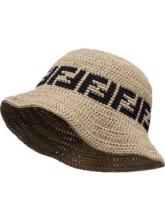 Shop Fendi FF motif crochet-design hat with Express Delivery - FARFETCH